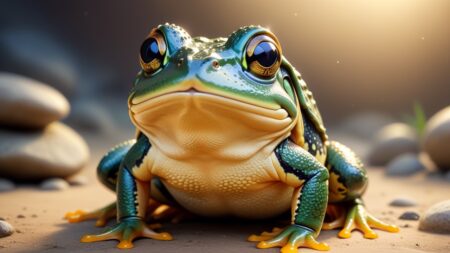African Bullfrog Chibi Portrait: Expressionist Artist Greets the Viewer