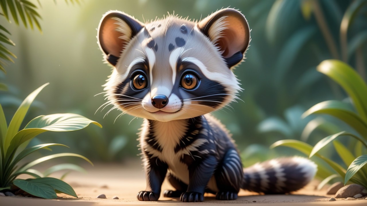 Chibi Palm Civet Gazes Into Viewers Soul