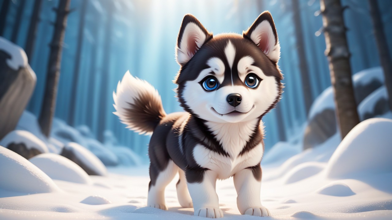 Chibi Husky Portrait: Alaskan Breed in Artistic Expression