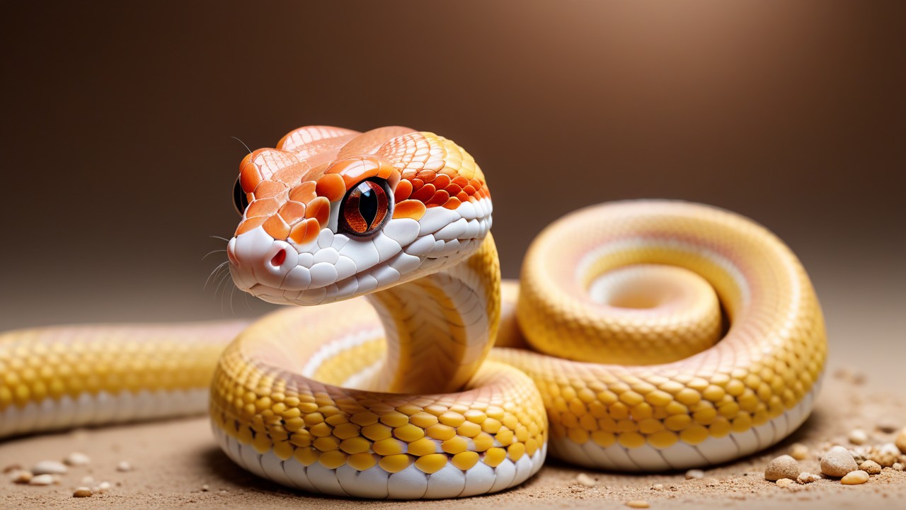 Enchanting Albinot: A Chibi Corn Snakes Unforgettable Portrait