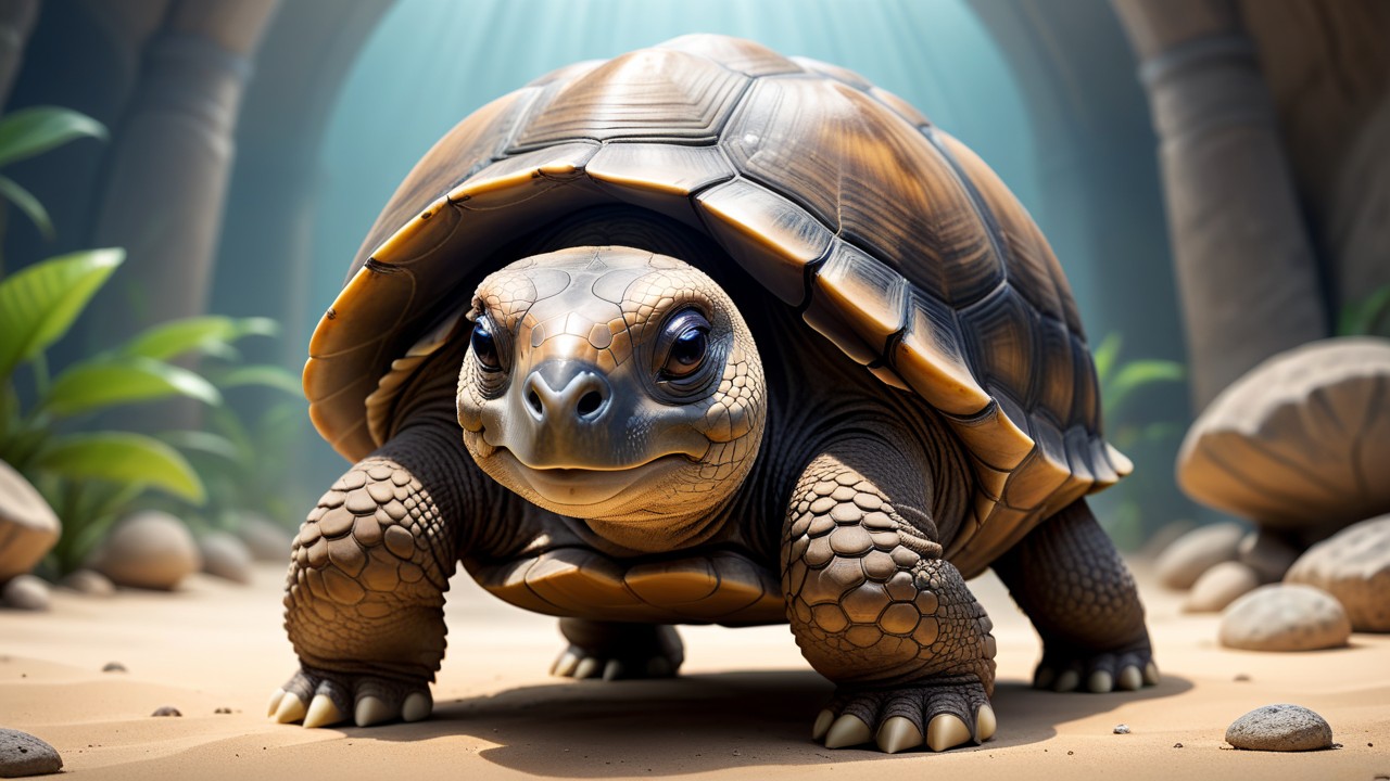 Aldabra Giant Tortoise: Artistic Chibi Capture