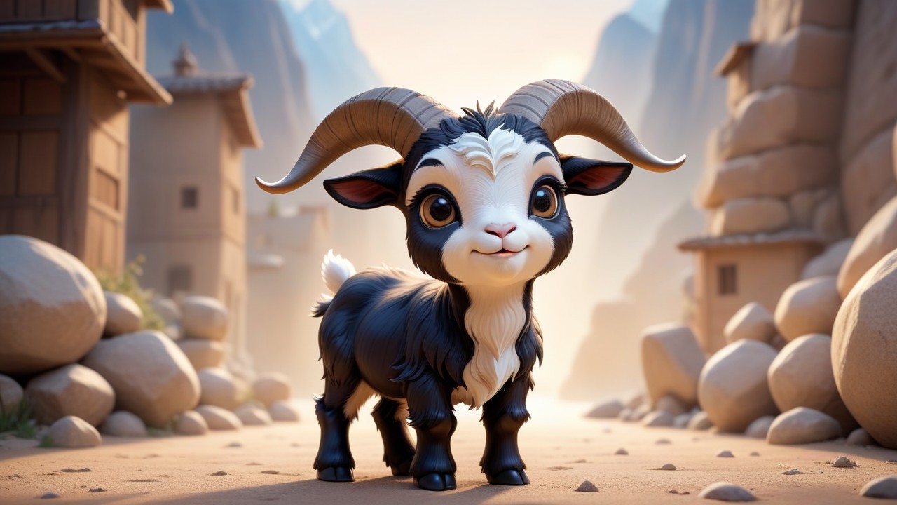 Chibi Goat Encounter: A Glimpse from the Alpine Heights