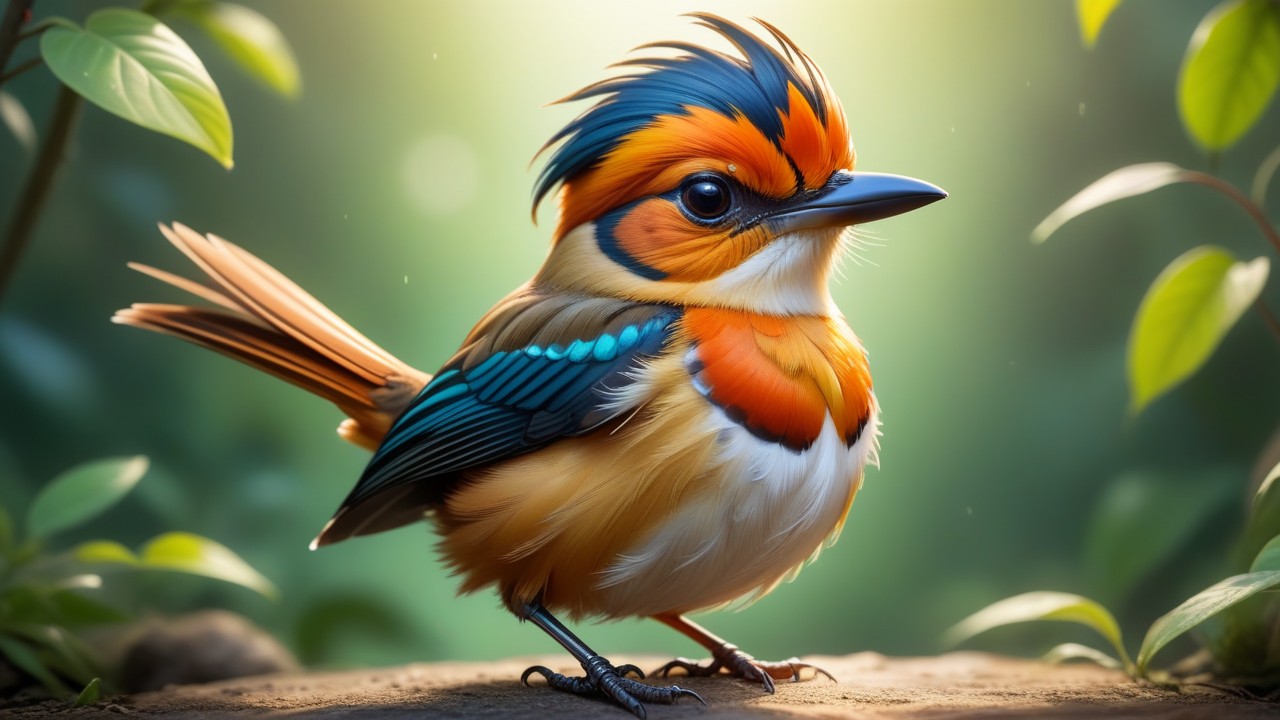 Royal Chibi: Amazonian Flycatcher in Close-Up Artistic Encounter