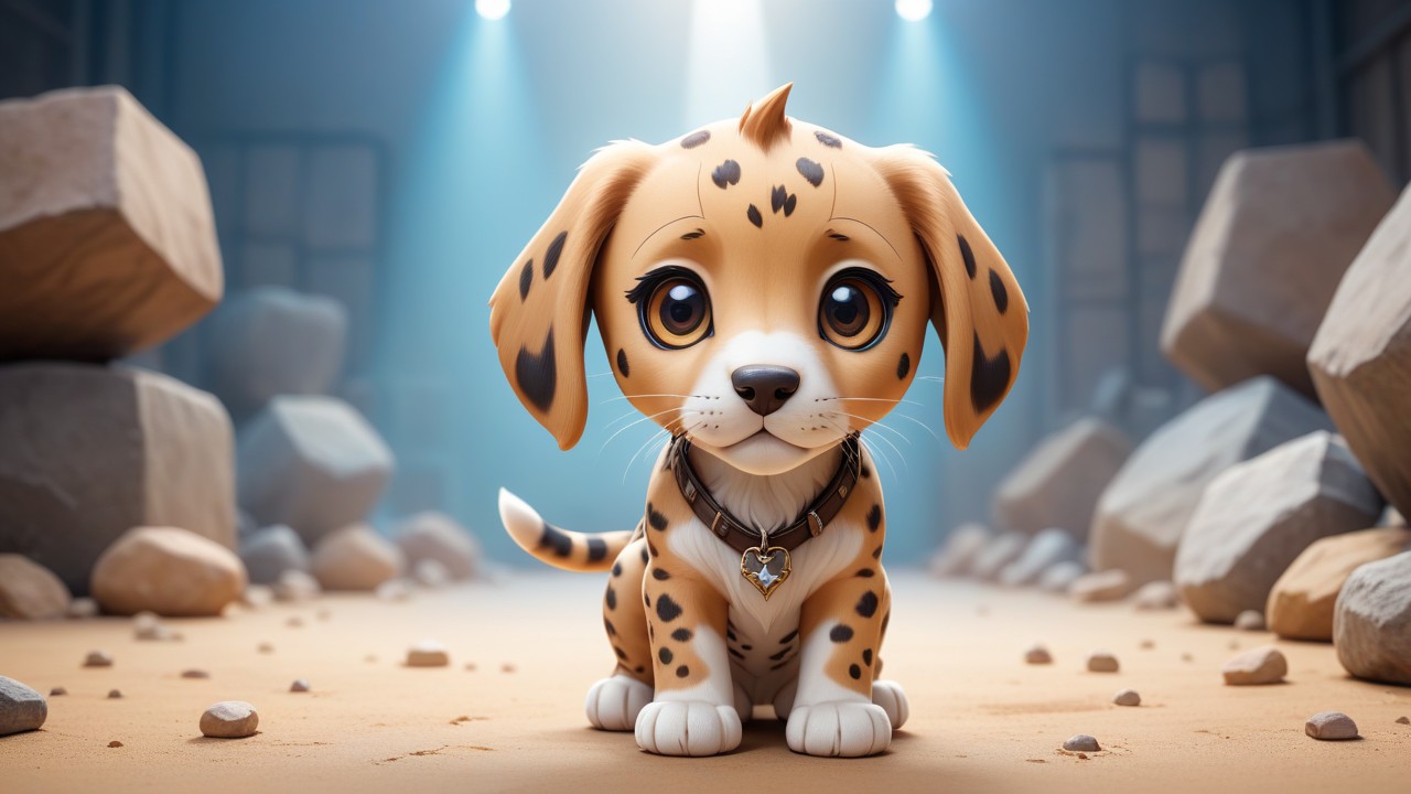 Vibrant Leopard Hound Chibi, Boldly Gazing Ahead