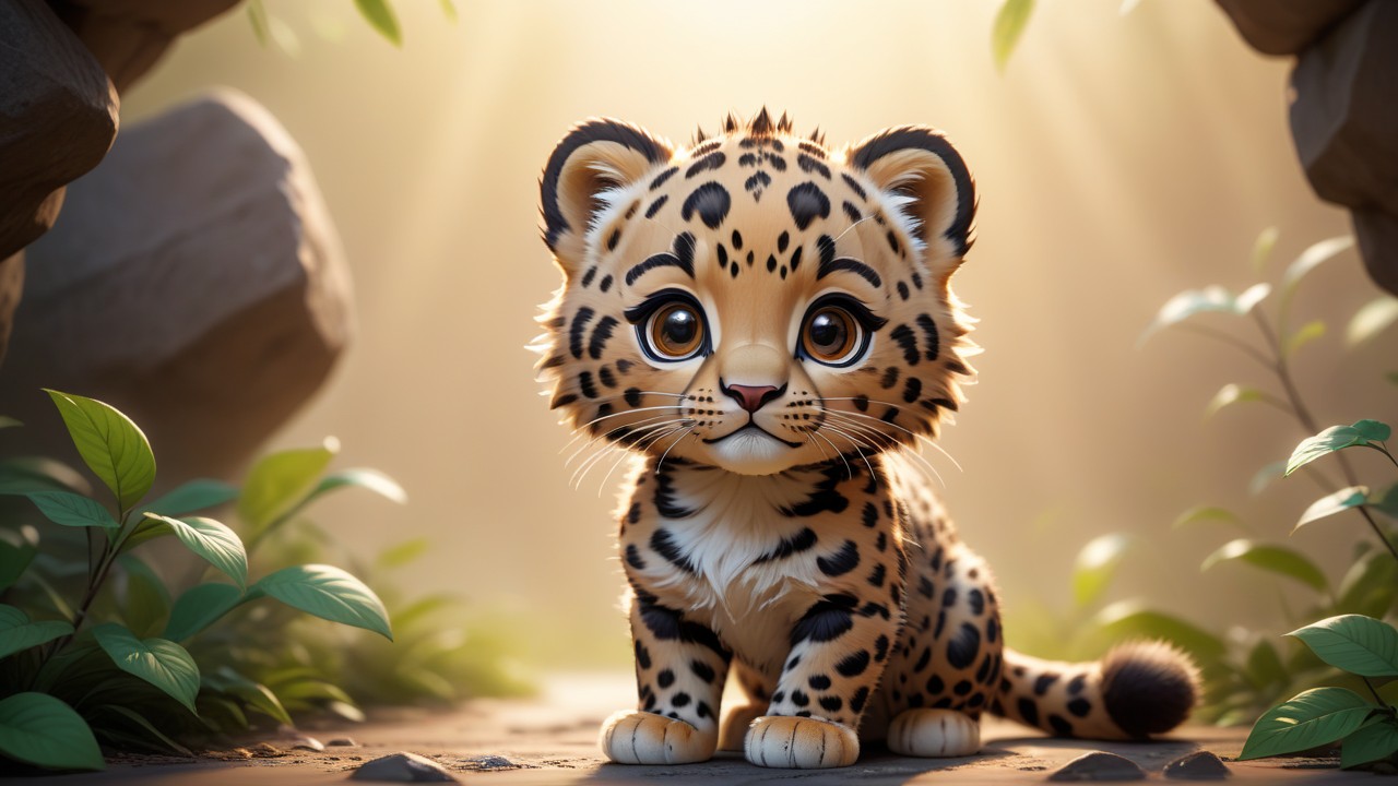 Chibi Amur Leopards Eager Gaze