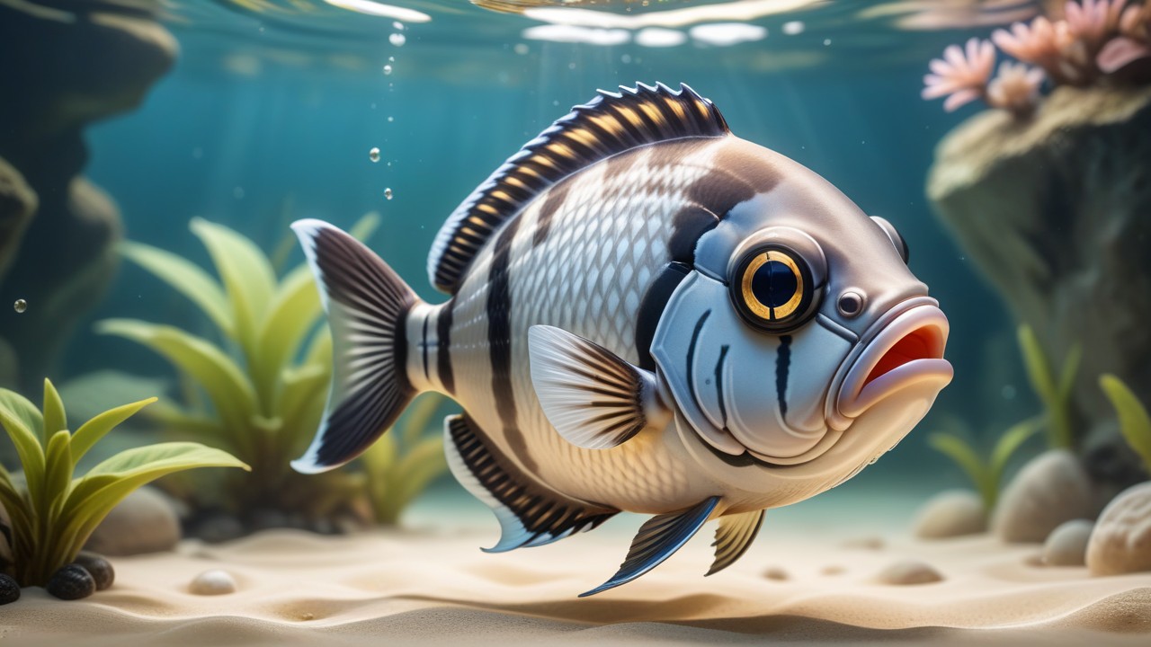 Playful Archerfish in Chibi Art, Eyeing the Viewers