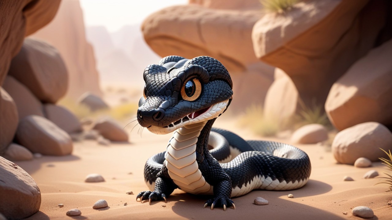 Chibi Arizona Black Rattlesnake - Bold and Beautiful in Detail