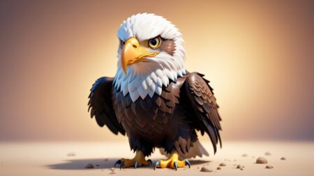 Chibbi-Art Bold Avian Gaze: Chibi Bald Eagle in Artistic Glance