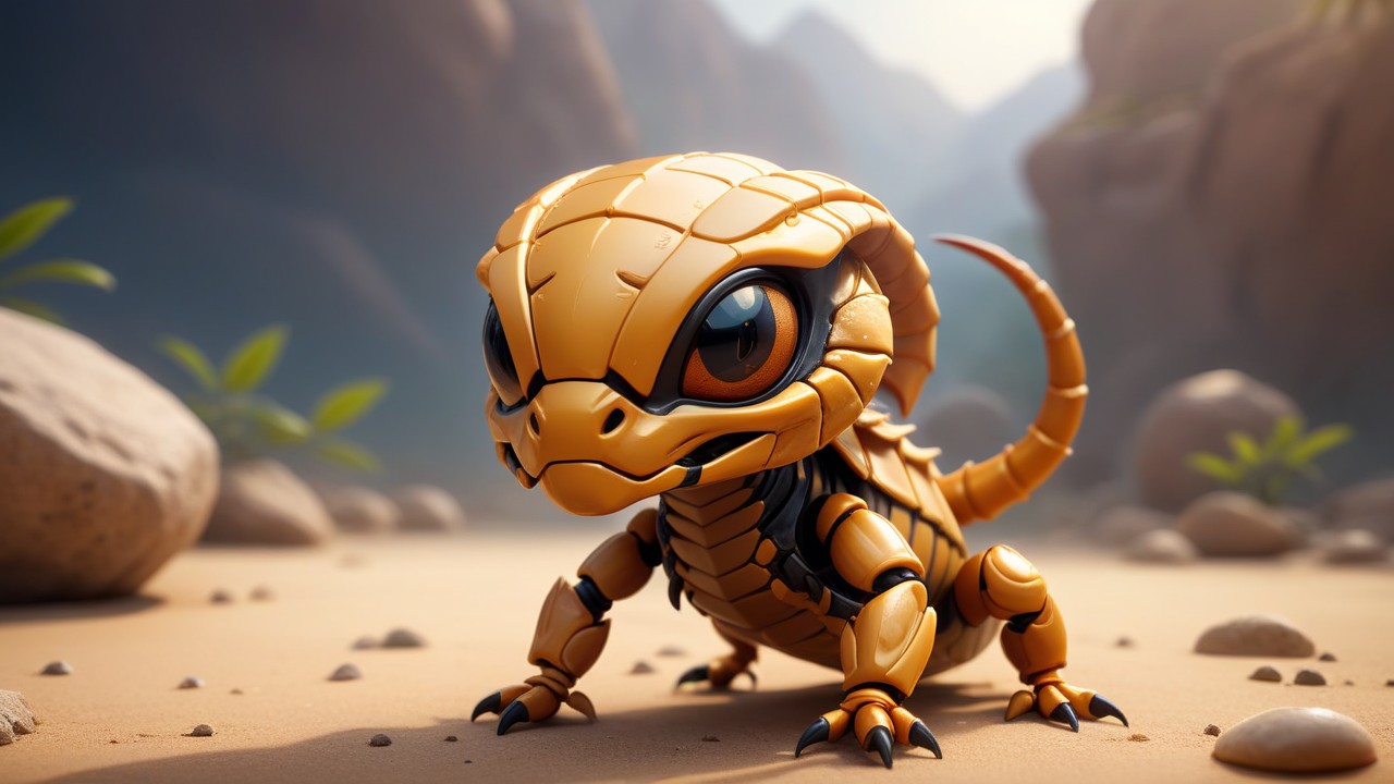 Chibbi-Art Bold and Curious: A Chibi-Style Scorpion Takes Center Stage