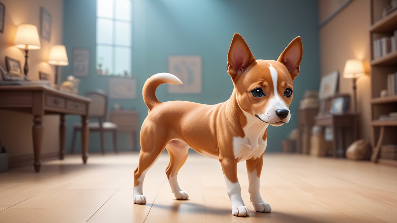 Basenji Pup Poses in Chibi Style for Artistic Selfie