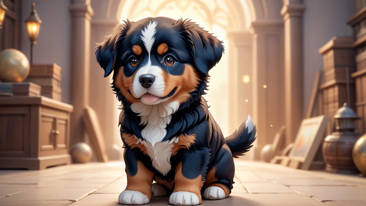 Chibbi-Art Bernese Shepherd Chibi Portrait: Engaging Viewers in a Whimsical World