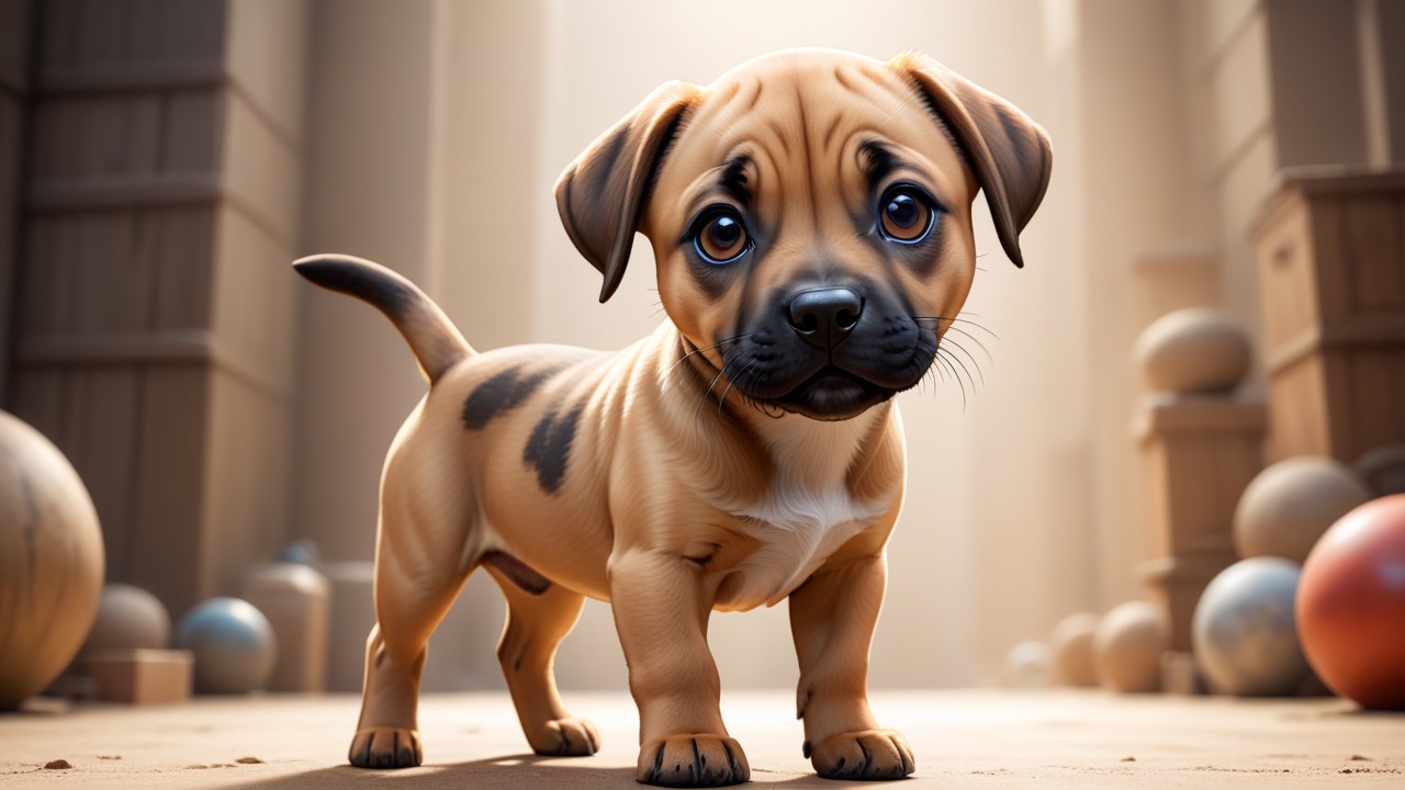 Chibbi-Art Black Mouth Cur Chibi: A Stylish Eye-Catching Glance