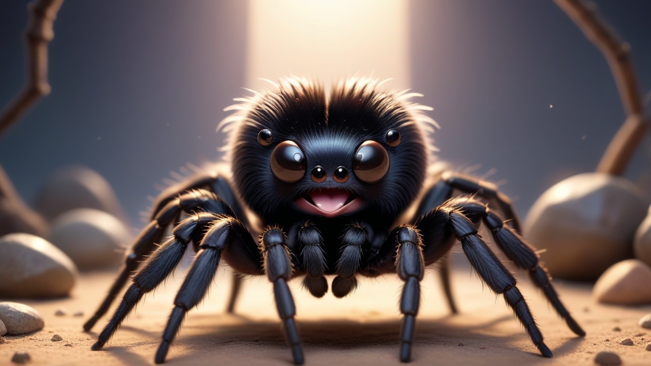 Chibbi-Art Black Tarantula Chibi: A Whimsical Web of Art