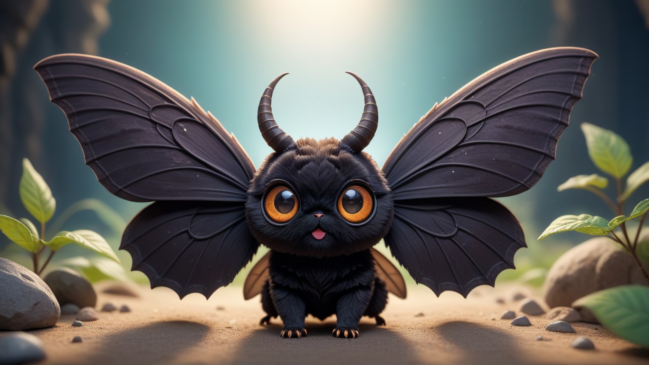 Chibbi-Art Enchanting Black Witch Moth Chibi