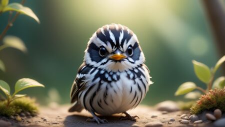 Chibbi-Art Monochrome Warbler Greets the World