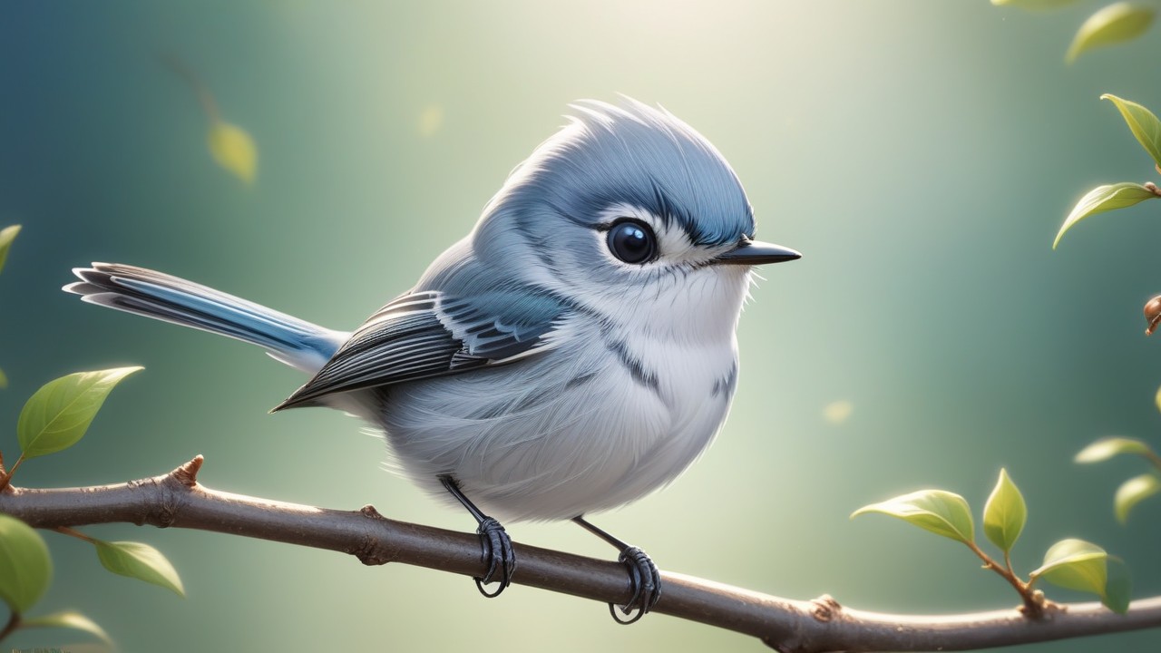 Chibbi-Art Blue Gray Gnatcatcher Chibi View Art