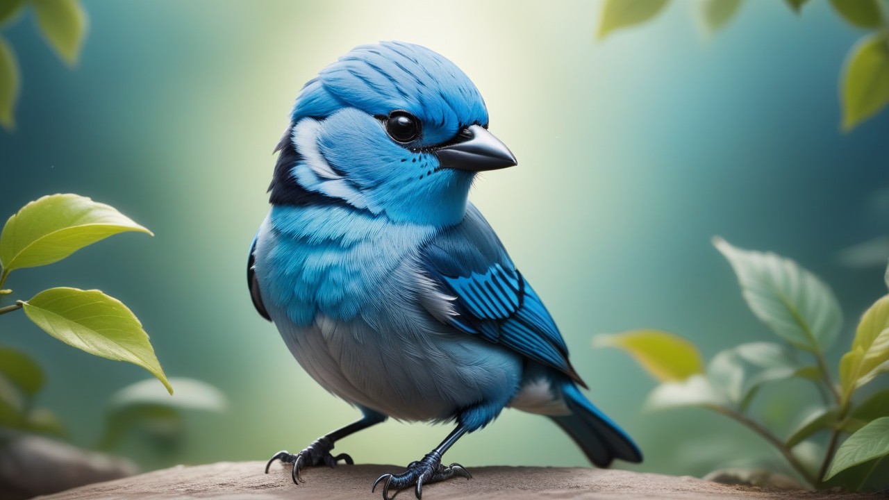 Chibbi-Art Boldly Blue: Blue-grey Tanager Chibi Art Embodies Natures Palette