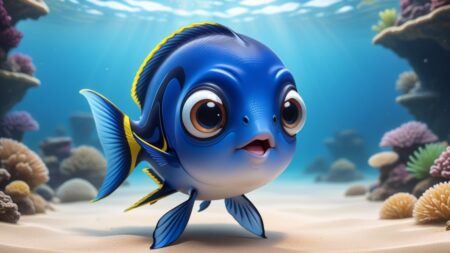 Chibbi-Art Bold Blue Tang Gazes into the Abyss of Art