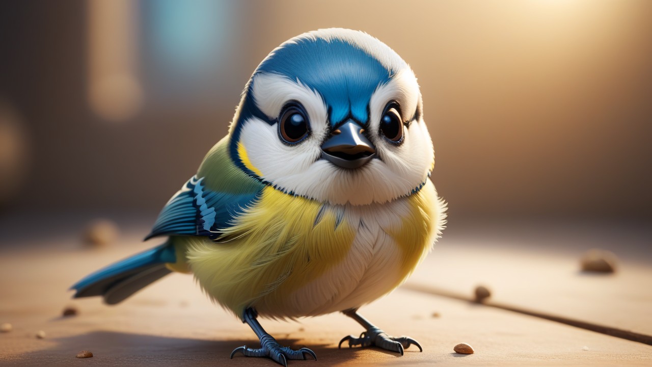 Chibbi-Art Blue Tit Portrait: A Chibi Masterpiece