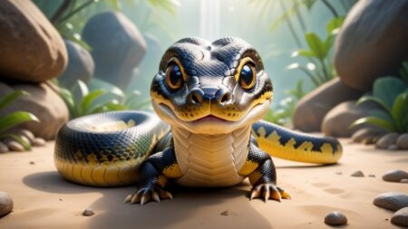 Chibbi-Art Anaconda Artistry: Chibi View in Bolivian Style