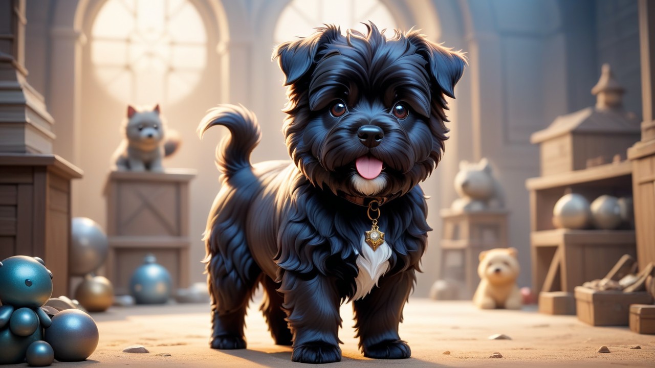 Chibbi-Art Flanders Gaze: Chibi-style Bouvier Des Flandres Portrait