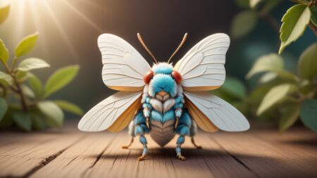 Chibbi-Art Chibi Box Tree Moth: A Colorful Artwork Gazing Right At You