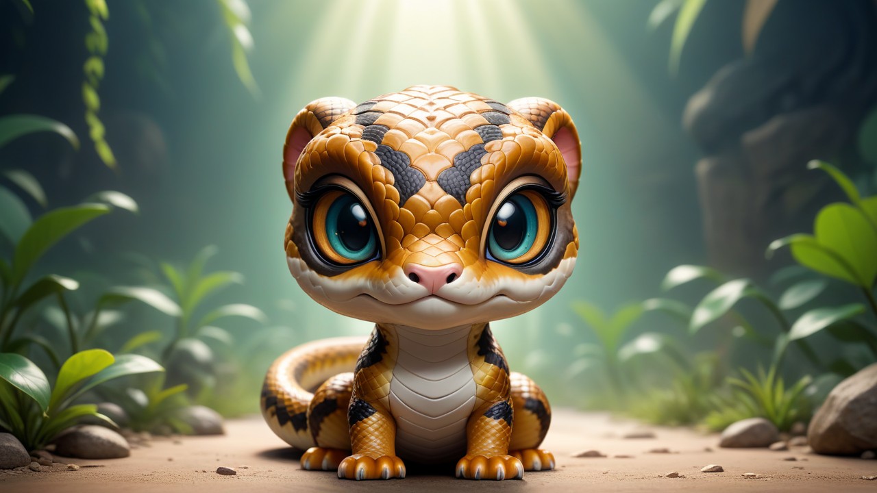 Chibbi-Art Brahminy Blindsnake Chibi: Eyes Meet with You