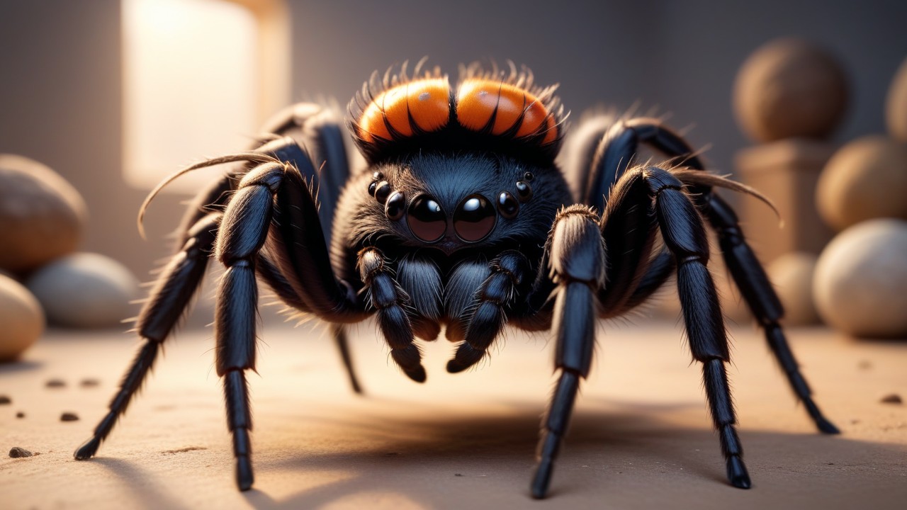 Chibbi-Art Chibi Brazilian Black Tarantula Stares Into Viewers Soul