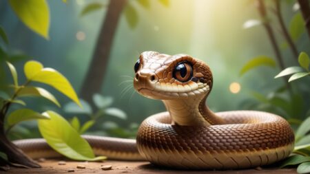 Chibbi-Art Bold and Enchanting: Chibi-Style Tree Snake Dazzles Viewers