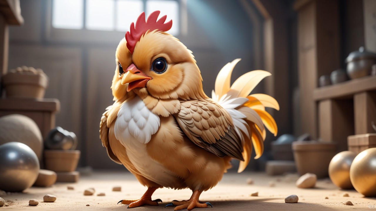 Chibbi-Art Cute and Proud Chibi Buff Orpington Facing the Audience