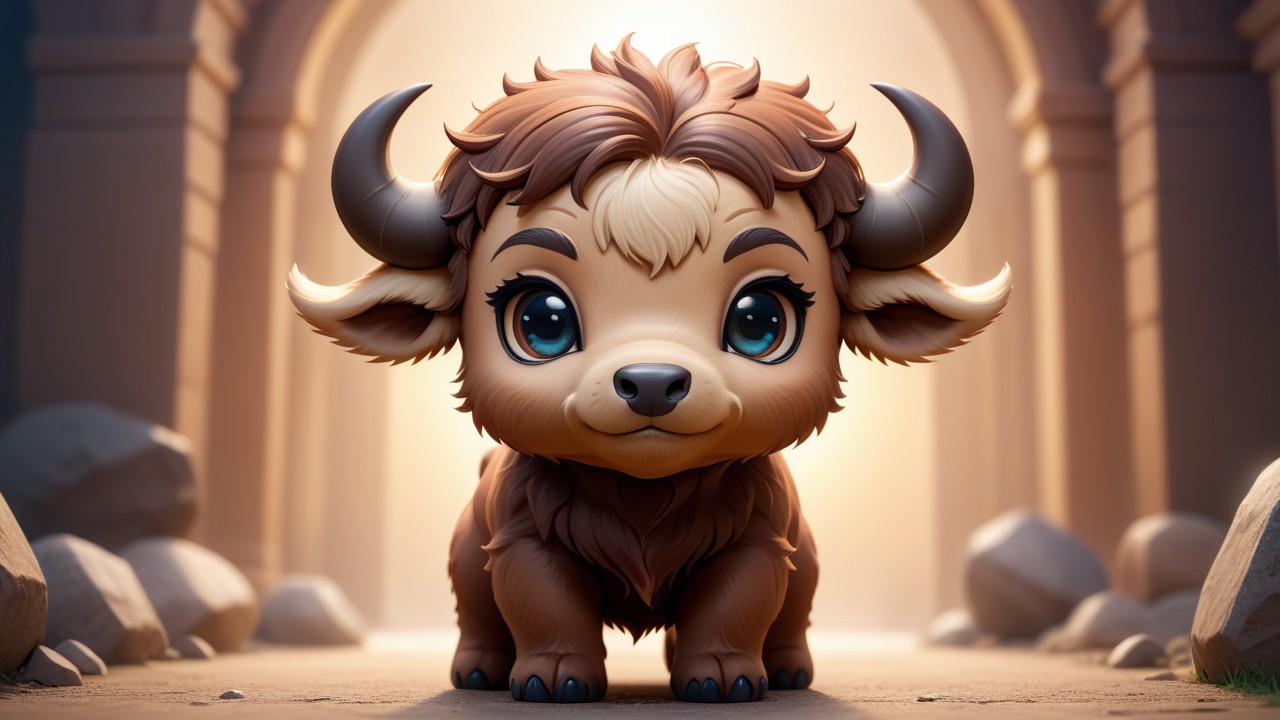 Chibbi-Art Buffalo in Chibi Art Style: Bold and Empathic Creativity