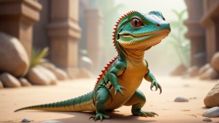 Chibbi-Art Chibi Caiman Lizard Gaze: A Thrilling Sketch by the Talented Eye