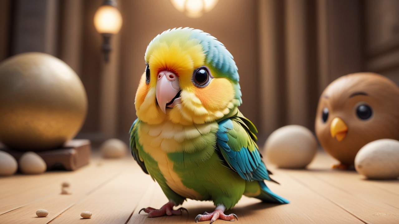 Chibbi-Art Carolina Parakeet Chibi Viewers Delight: Artistic Artists Vibrant Masterpiece