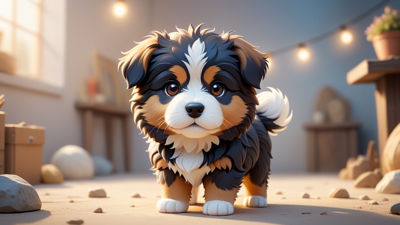 Chibbi-Art Chibi Catalan Sheepdog: Whimsical and Welcoming Artistic Masterpiece