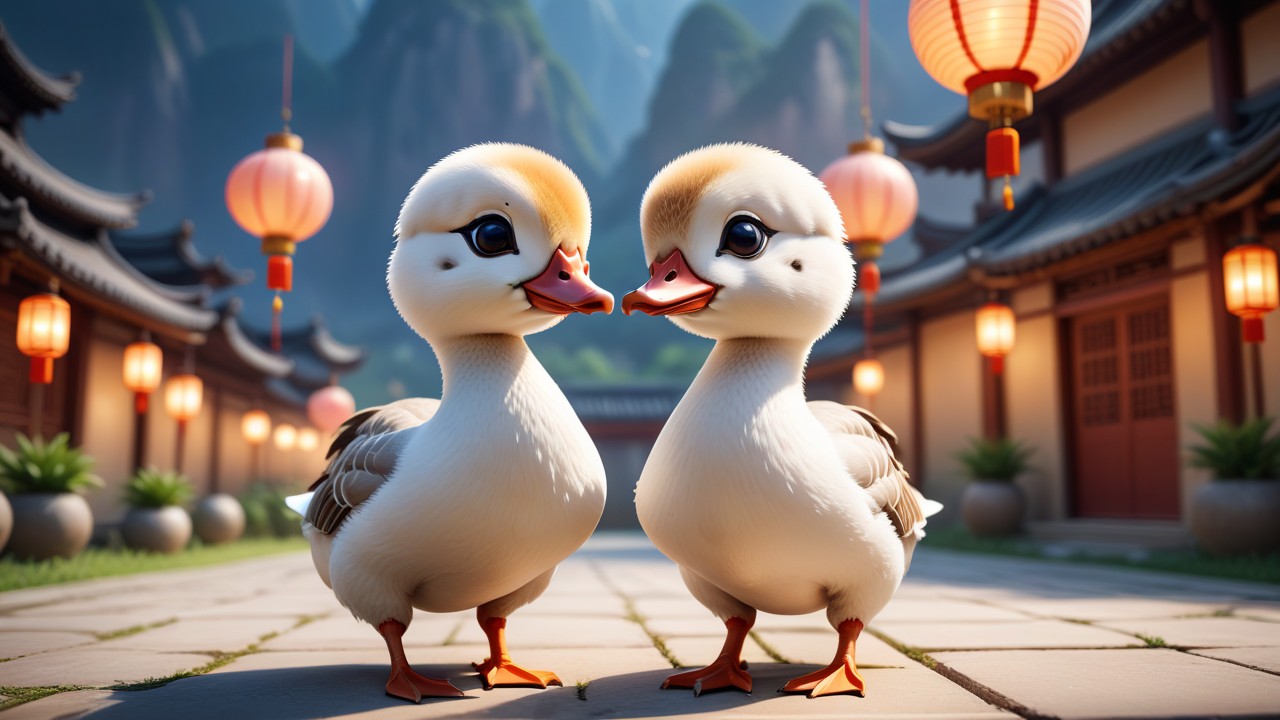 Chibbi-Art Chibi Chinese Geese in Focus