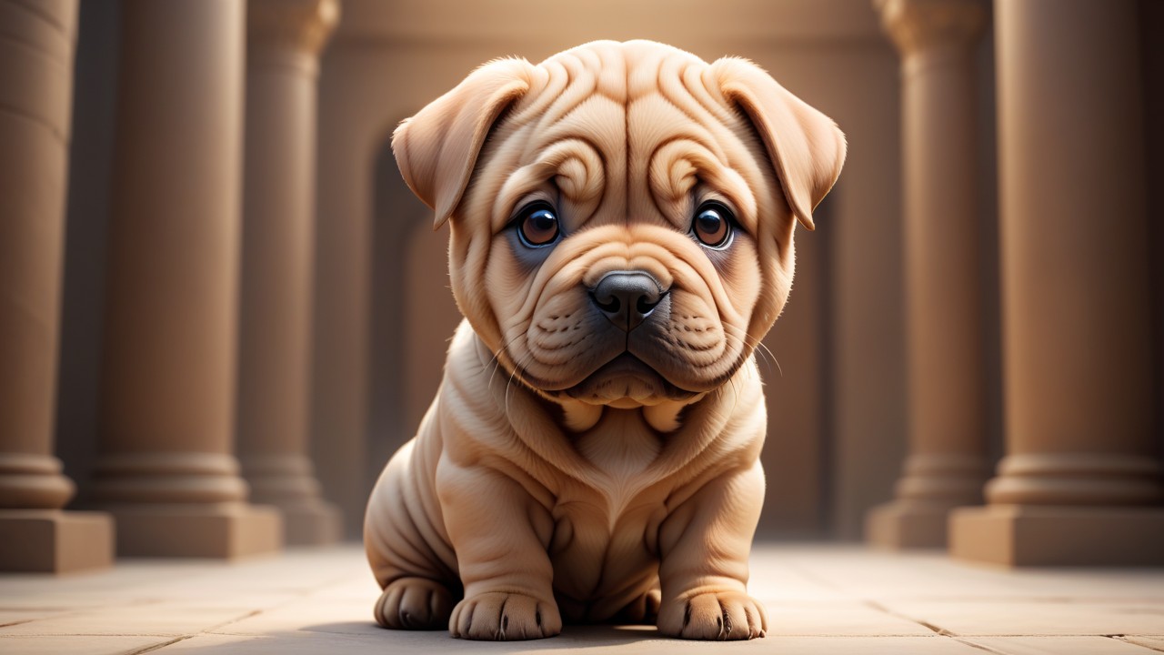 Chibbi-Art Shar-pei Chibi: Expressive Portrait in Artistic Style