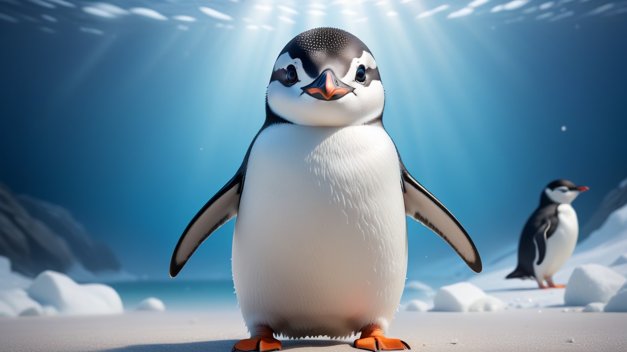 Chibbi-Art Cute Chinstrap Penguin in Chibi Art Style, Welcoming the Viewer with a Smile