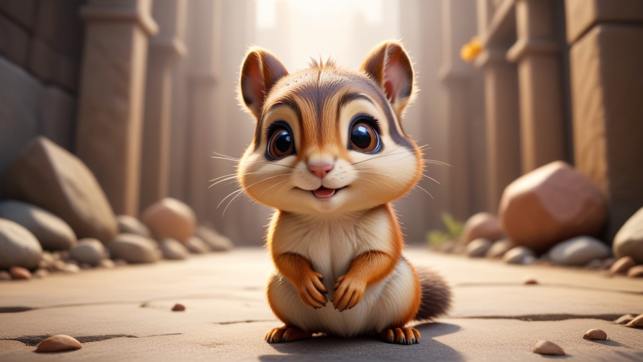 Chibbi-Art Cute Chipmunk Chibi Gazes at the Viewer: An Artists Harmonious Composition