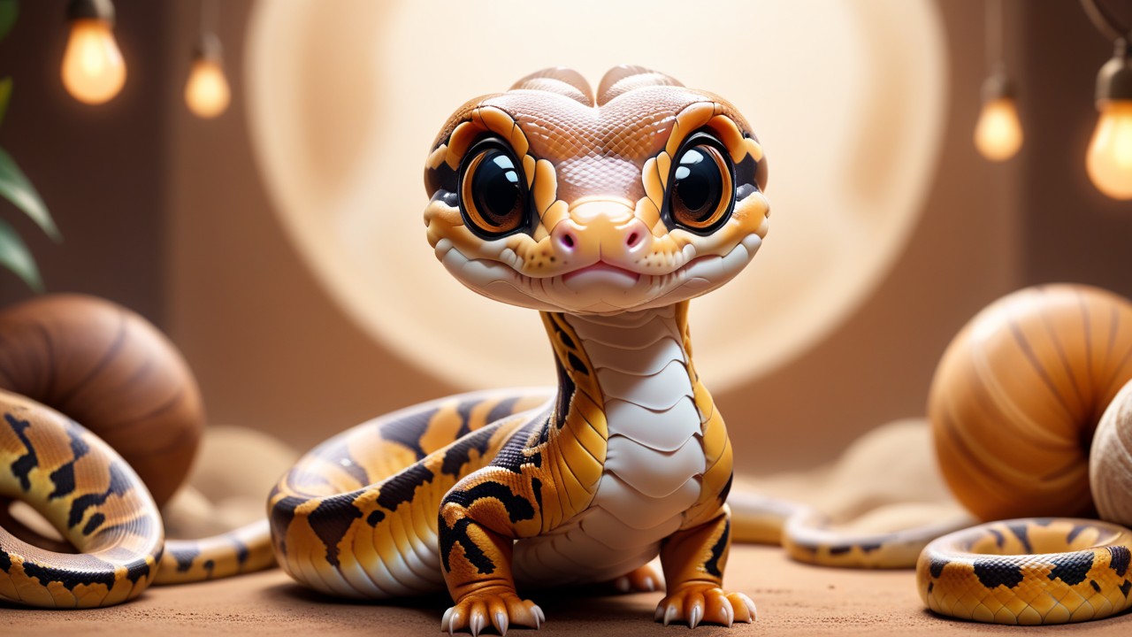 Chibbi-Art Chibi Cinnamon Ball Python: An Elegant Gaze from Arts Eye