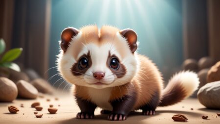 Chibbi-Art Fierce Feline Encounter: Cinnamon Ferret Chibis Artistic Vision