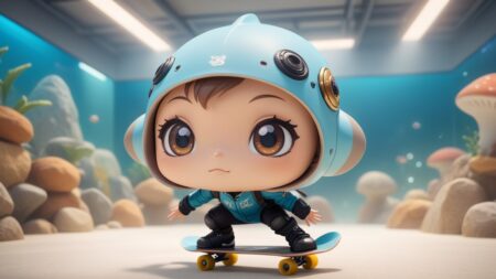 Chibbi-Art Cute Clearnose Skate Chibi Vibe Staring at Us with Artists Enthusiasm