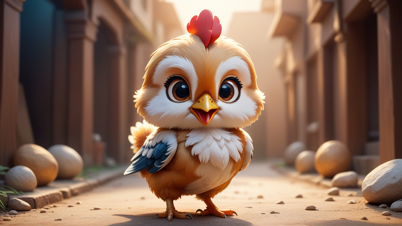 Chibbi-Art Cute Cochin Chicken Chibi Gazing Artfully