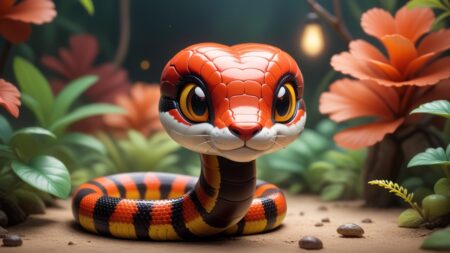 Chibbi-Art Vibrant Coral Snake Chibi - Artists Eye for Details
