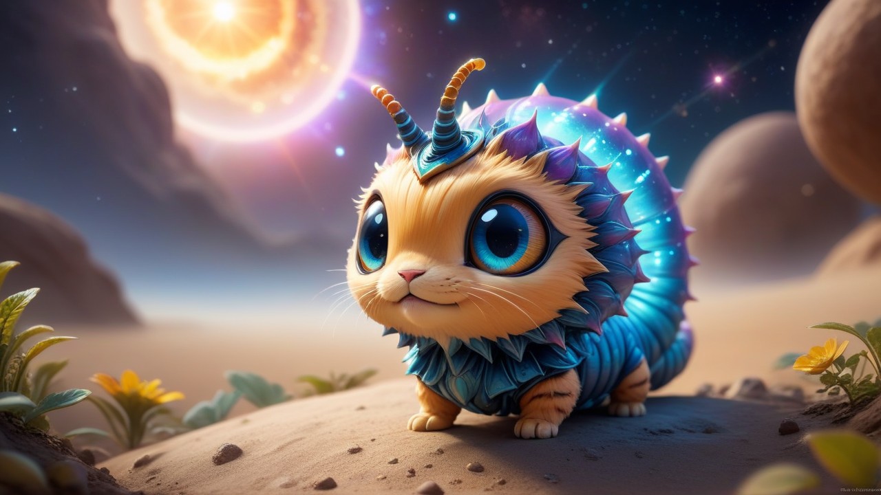 Chibbi-Art Galactic Chibi Caterpillar: Cosmic Connection Through Art