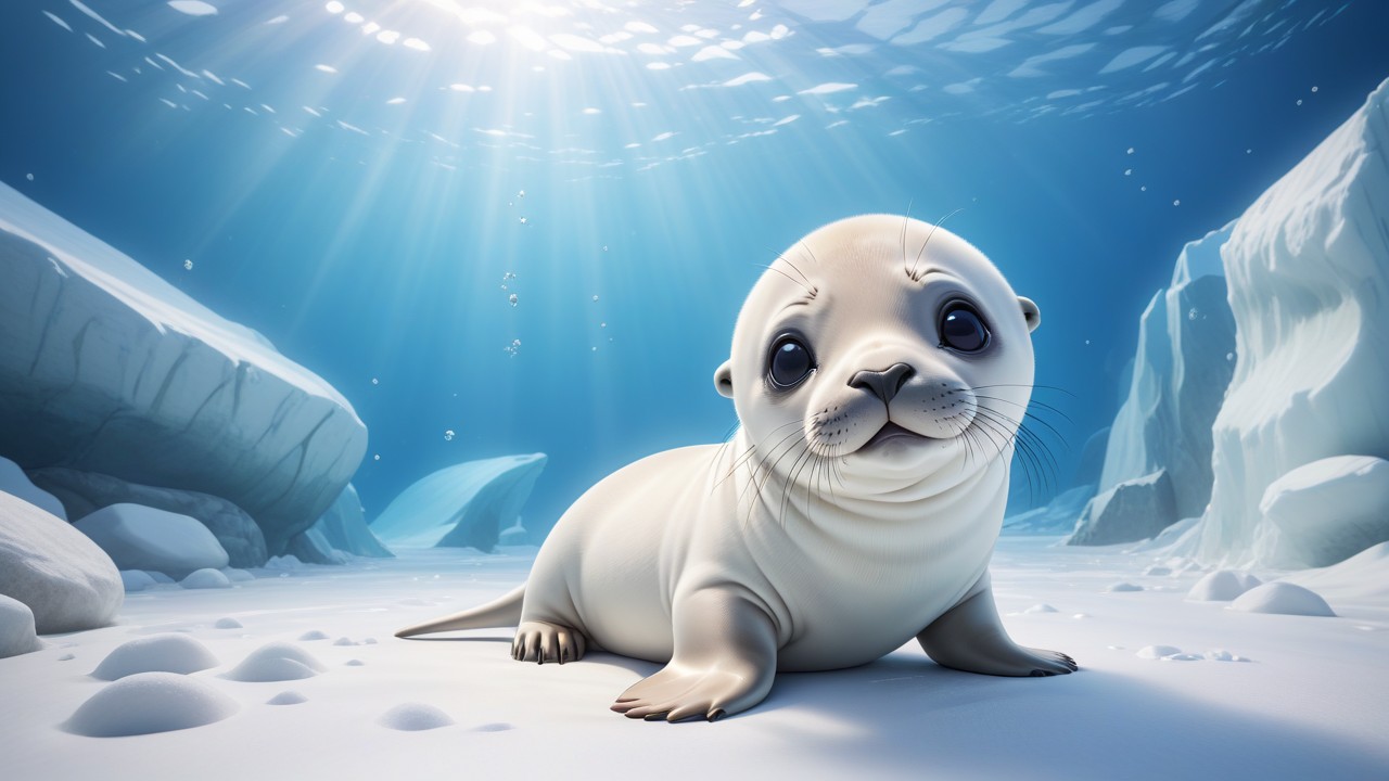 Chibbi-Art Cute Chibi Crabeater Seal Looking Straight at You, Brilliant Art