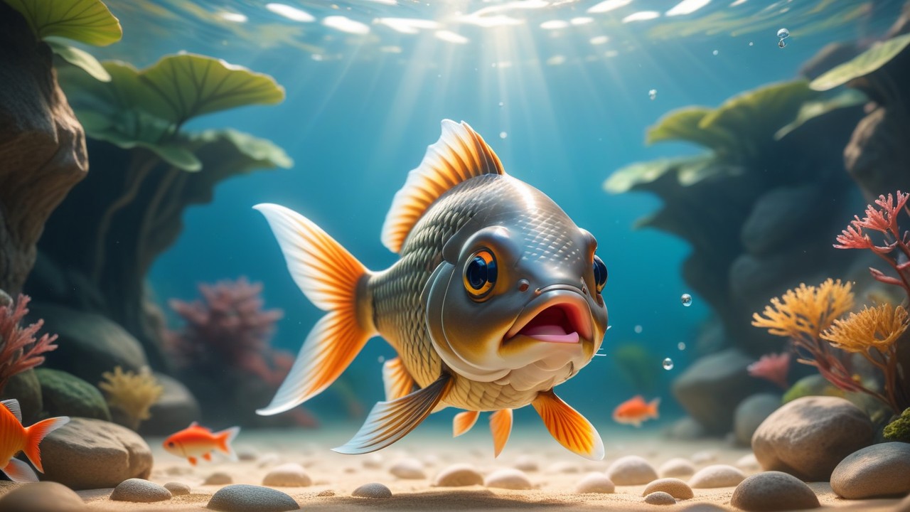 Chibbi-Art Chibi Crucian Carp Gazes At You with Artistic Touch