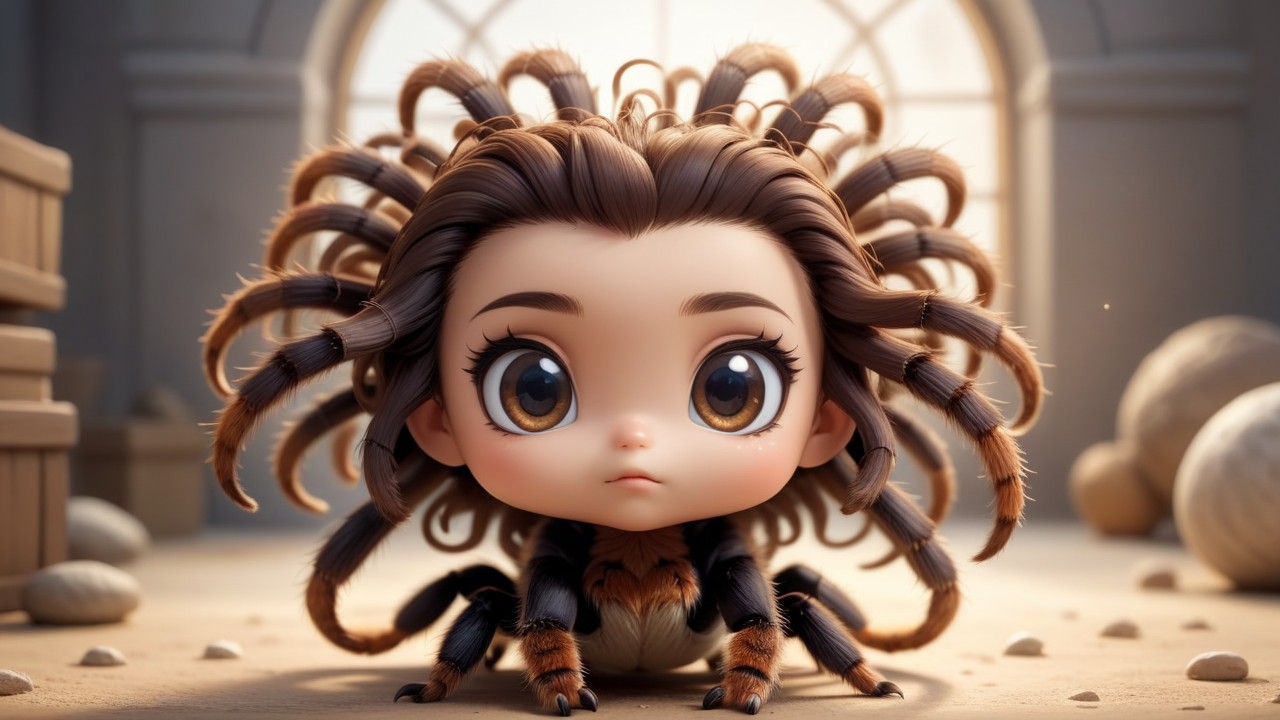 Chibbi-Art Whimsical Spider-Chibis Curly Hair