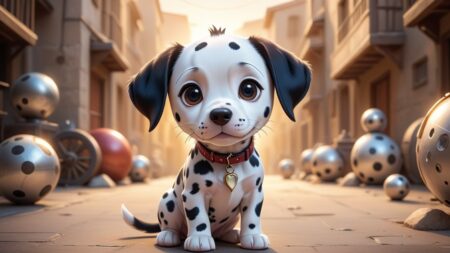 Chibbi-Art Dalmatian Chibi: A Joyful Canine Greeting.