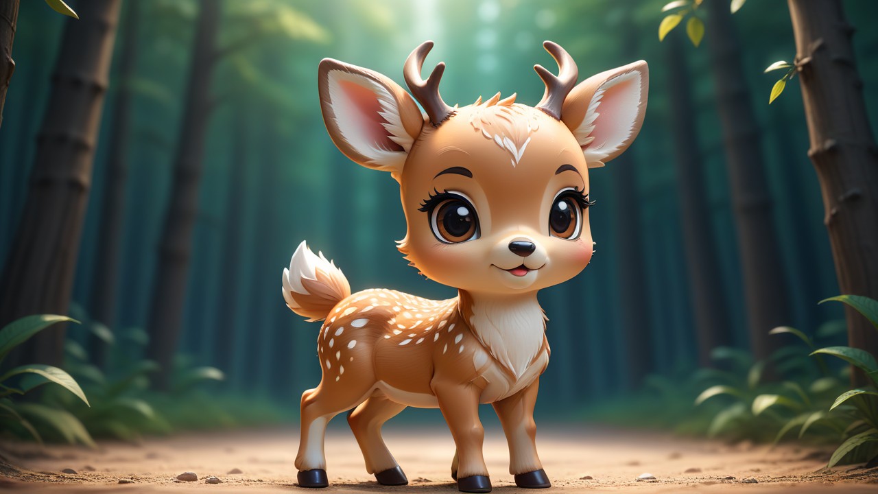 Chibbi-Art Whimsical Chibi Deer Gazes At You, Artistic Meets Simple