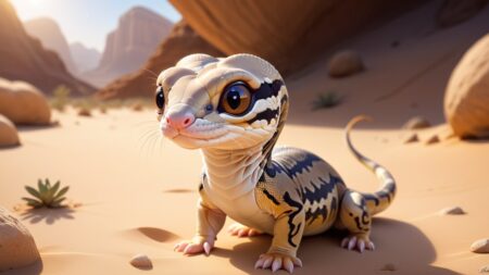 Chibbi-Art Ghostly Python in Desert Oasis